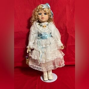 Vintage Porcelain Victorian Doll 15” tall no mark or certificate